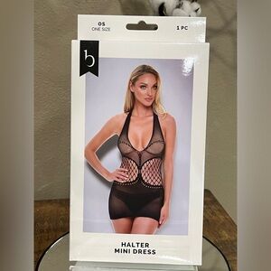 Baci Black Halter Mini Dress lingerie, new!